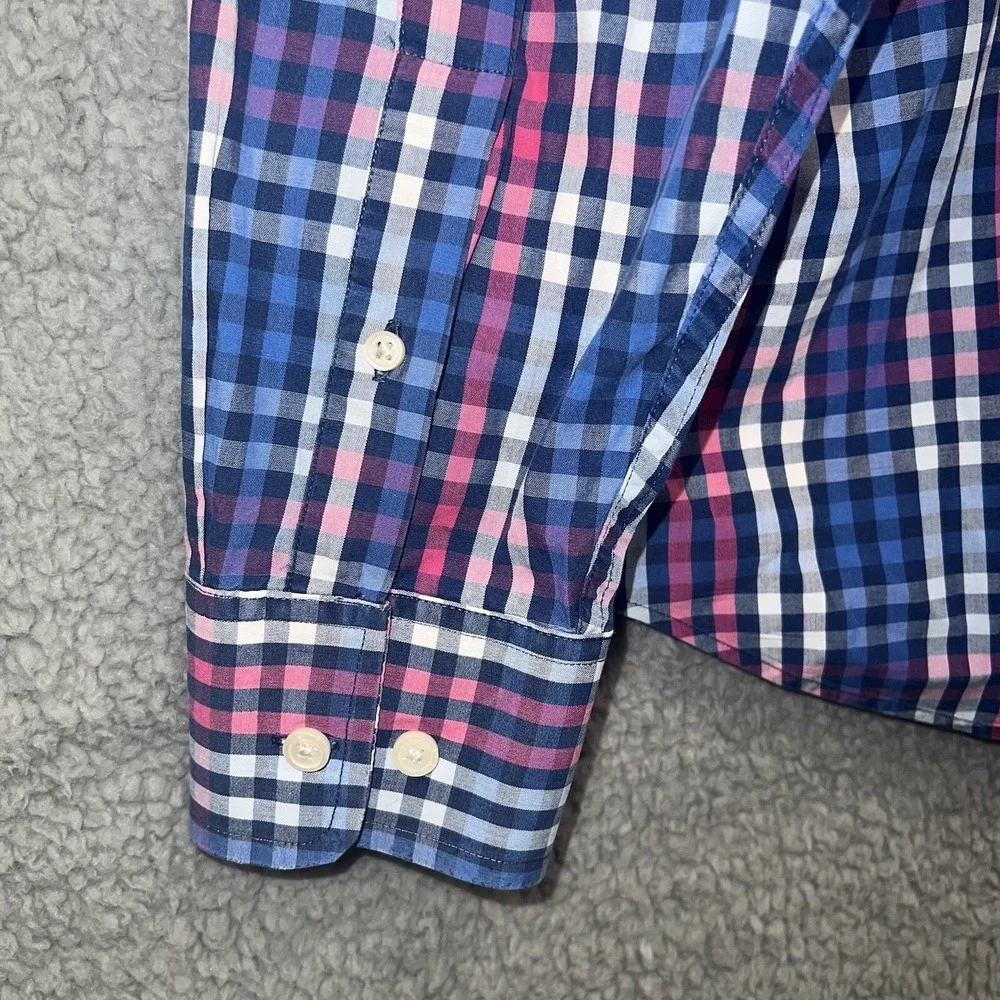 Banana Republic Shirt Men's Sz M Pink Blue White Soft Wash Check Button Up Plaid